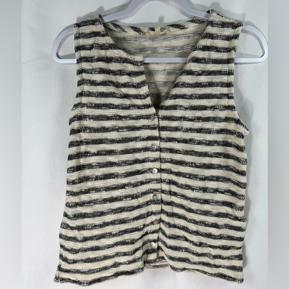 Madewell Crewneck Sweater Vest Natural With Stripe XS